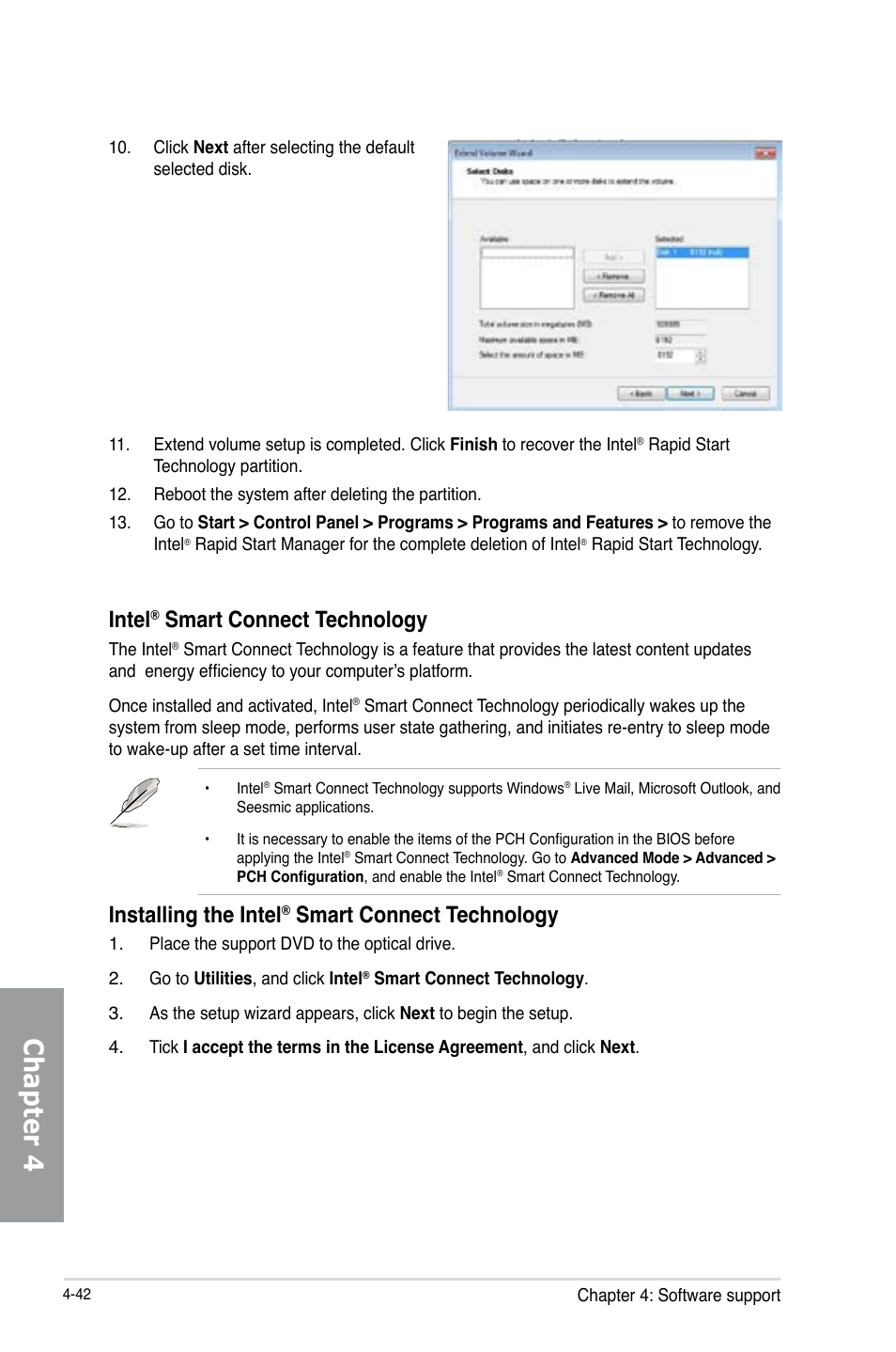 Chapter 4, Intel, Smart connect technology | Installing the intel | Asus SABERTOOTH Z77 User Manual | Page 156 / 178