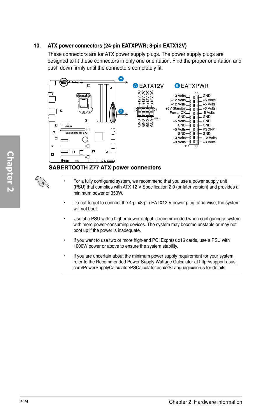 Chapter 2 | Asus SABERTOOTH Z77 User Manual | Page 44 / 178