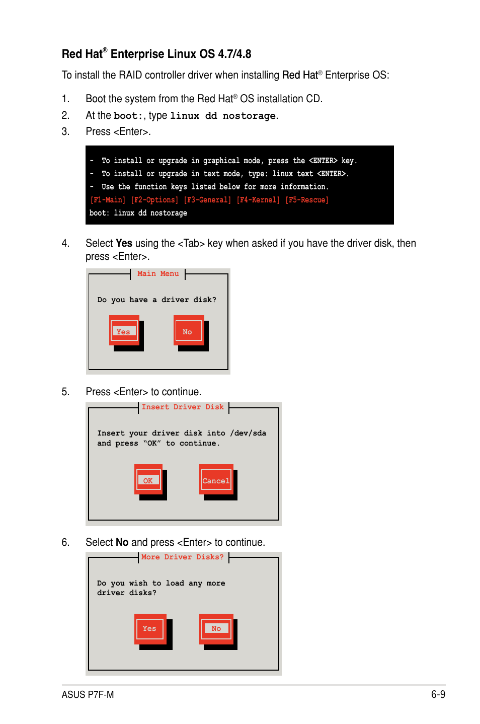 Red hat, Enterprise linux os 4.7/4.8 | Asus P7F-M User Manual | Page 137 / 160