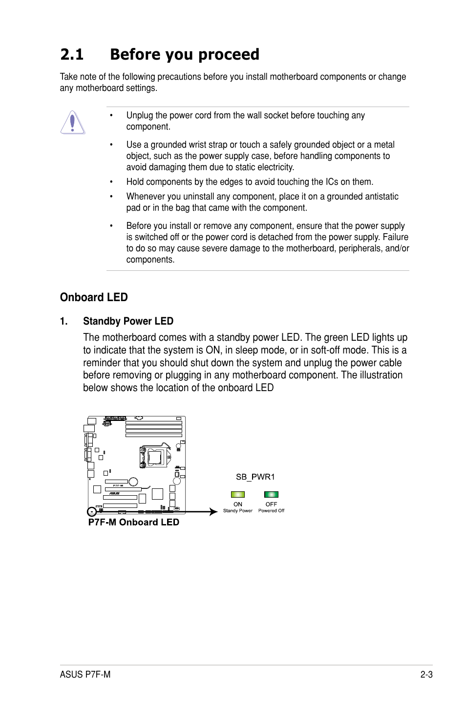 1 before you proceed | Asus P7F-M User Manual | Page 21 / 160