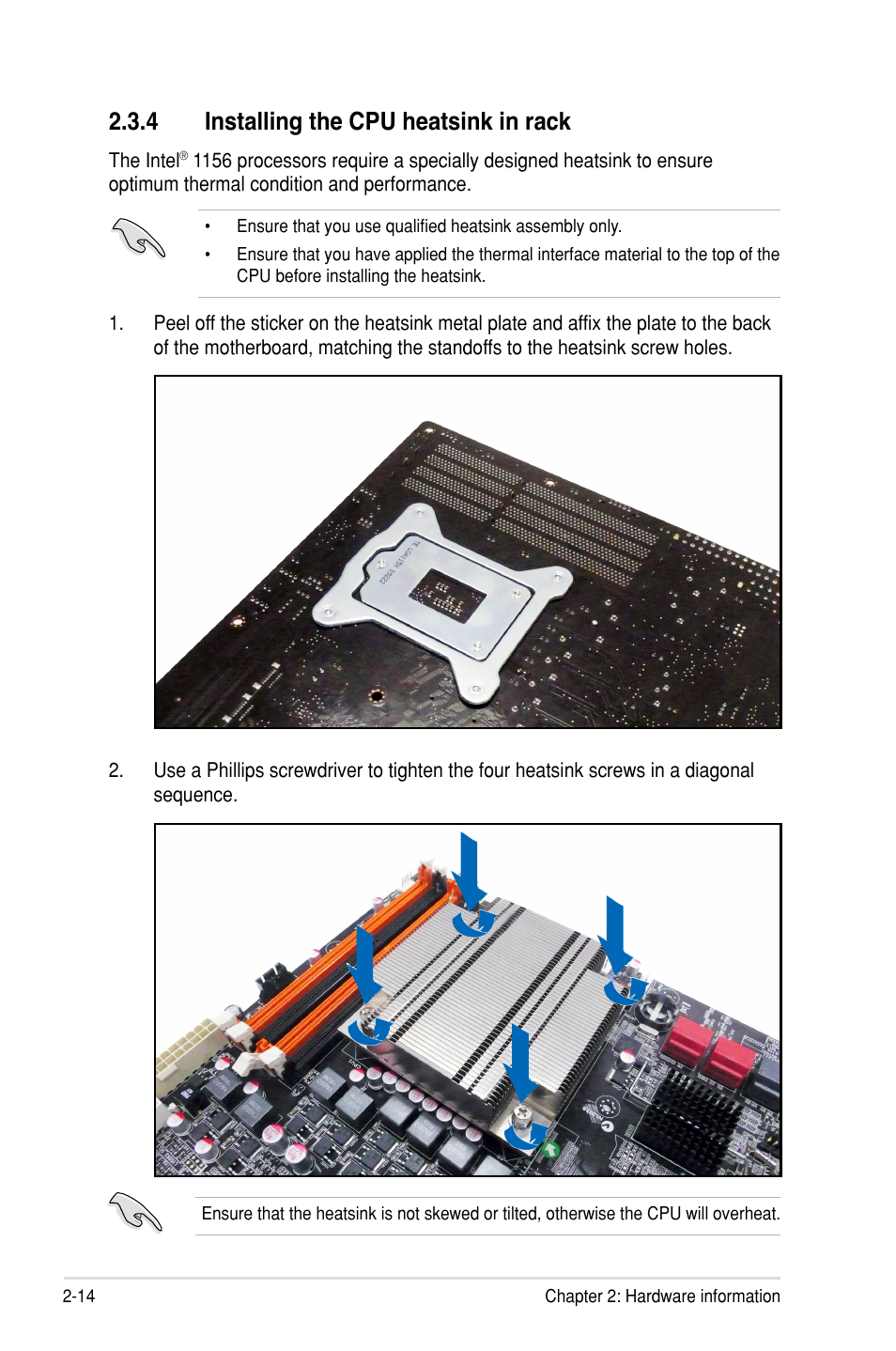 4 installing the cpu heatsink in rack | Asus P7F-M User Manual | Page 32 / 160