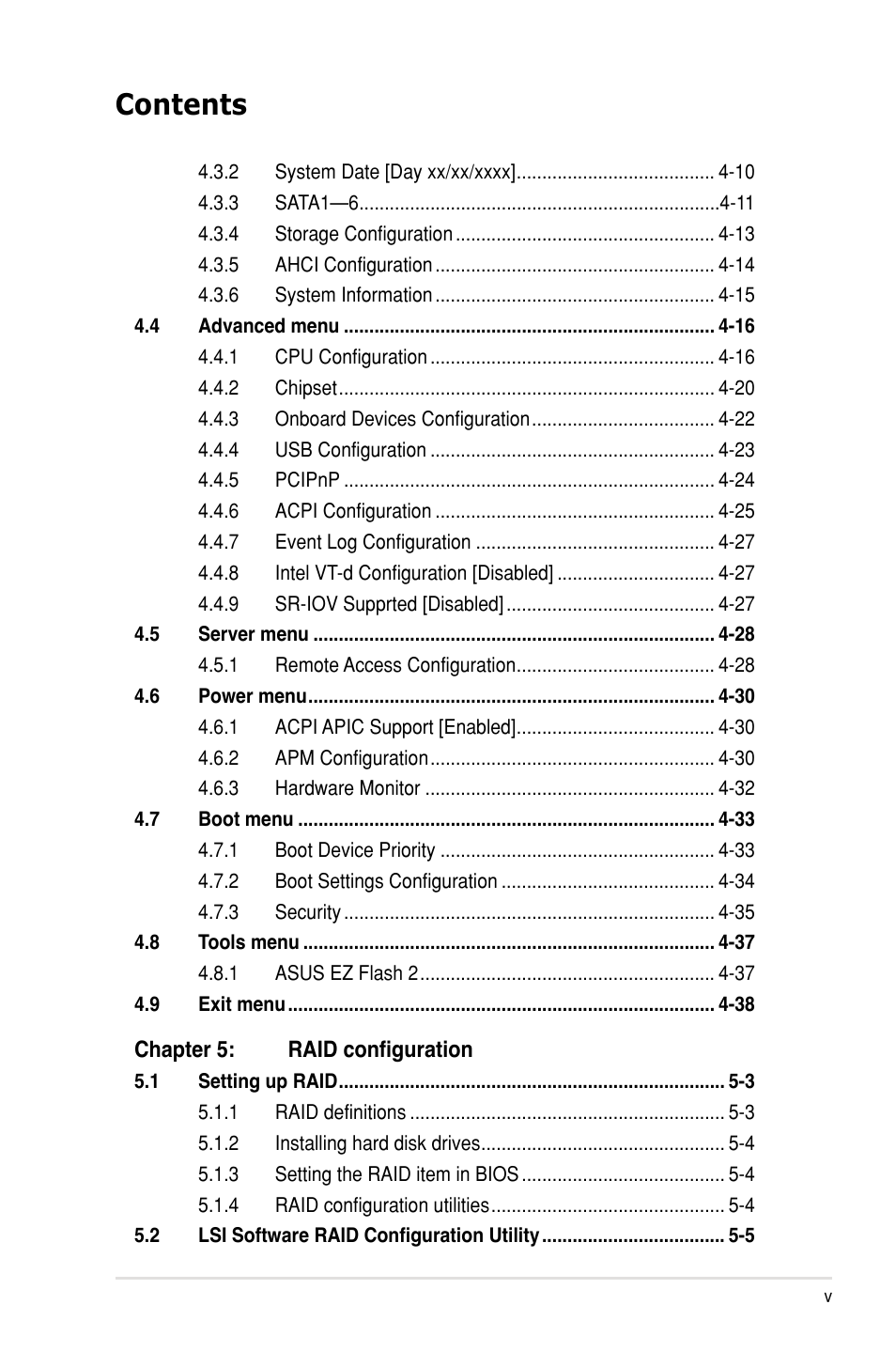 Asus P7F-M User Manual | Page 5 / 160