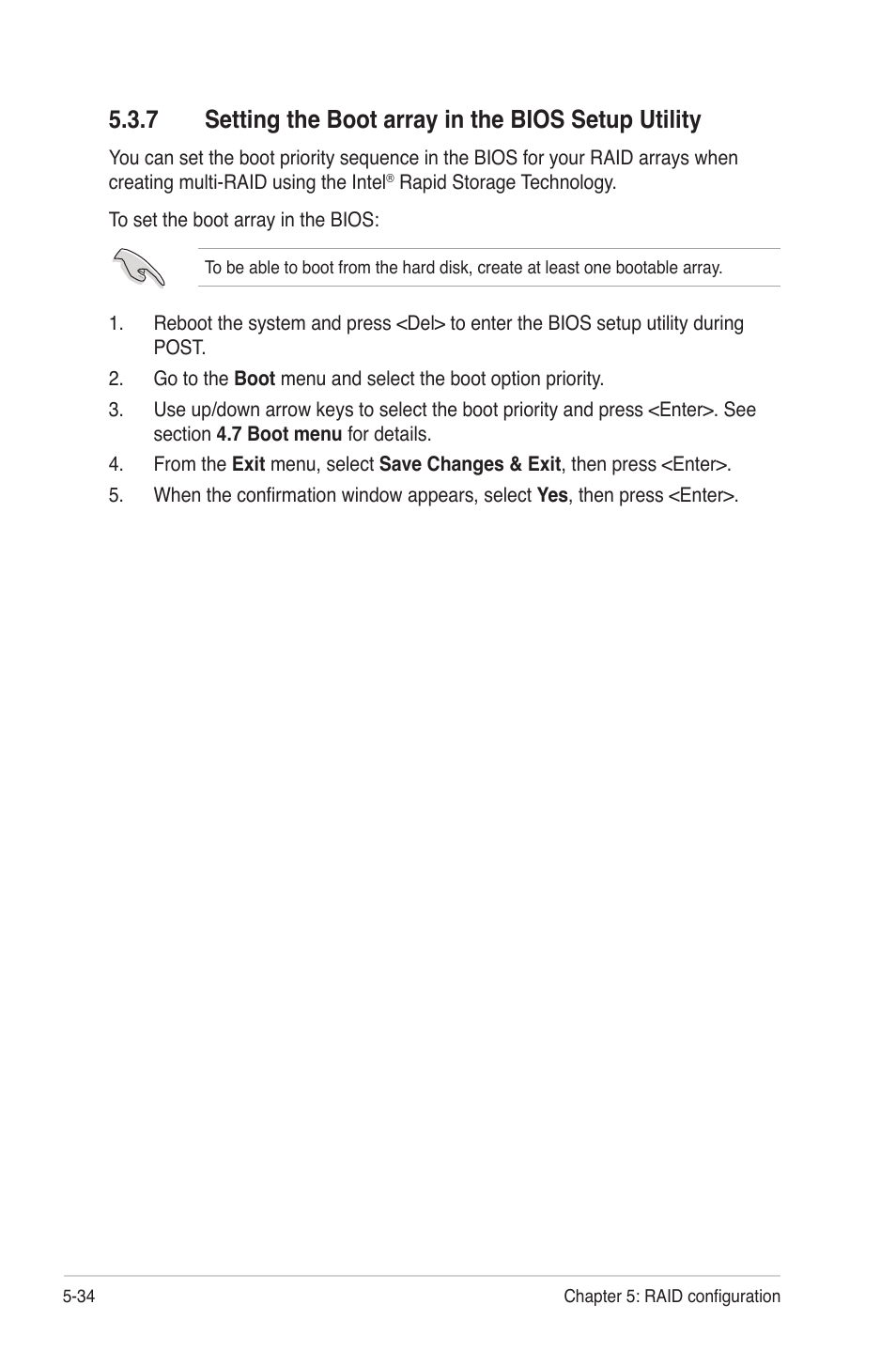 7 setting the boot array in the bios setup utility | Asus Z9PR-D12 User Manual | Page 144 / 190