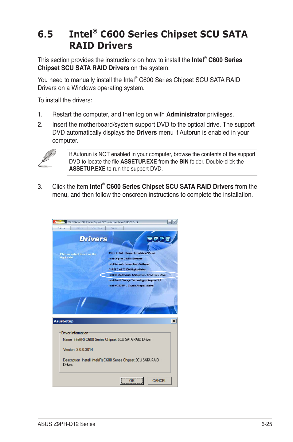 Intel, C600 series chipset scu sata raid drivers -25, 5 intel | C600 series chipset scu sata raid drivers | Asus Z9PR-D12 User Manual | Page 175 / 190