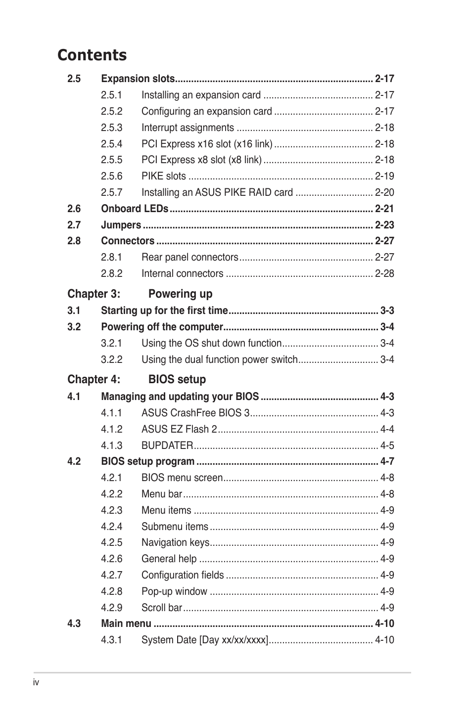 Asus Z9PR-D12 User Manual | Page 4 / 190