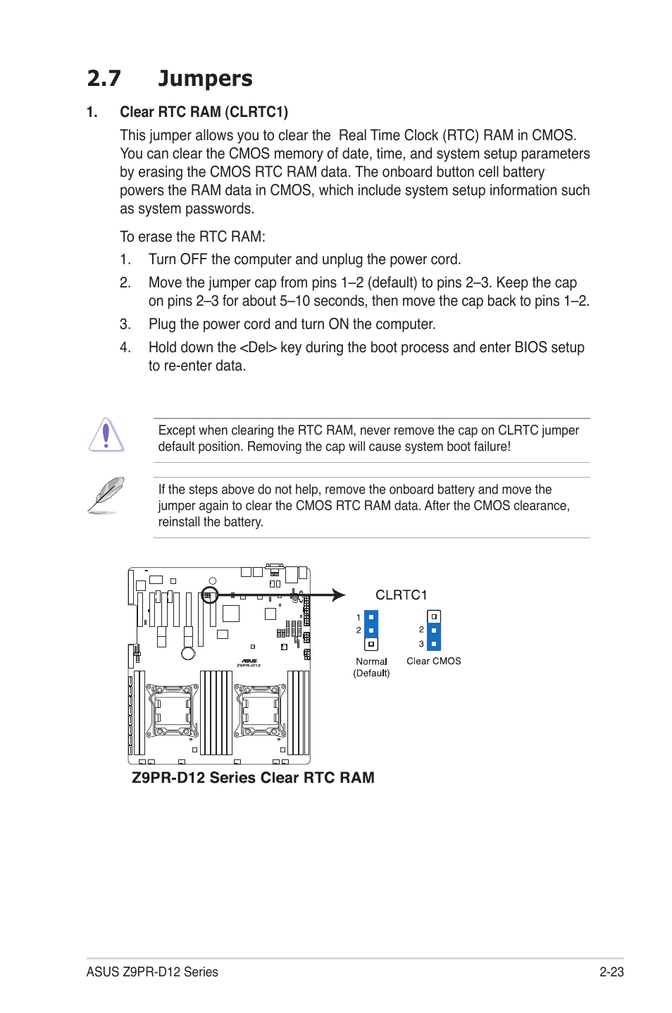 7 jumpers, Jumpers -23 | Asus Z9PR-D12 User Manual | Page 43 / 190