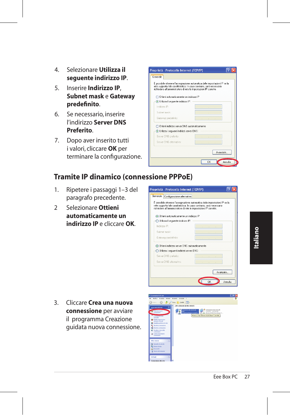 Tramite ip dinamico (connessione pppoe) | Asus EB1006 User Manual | Page 129 / 172