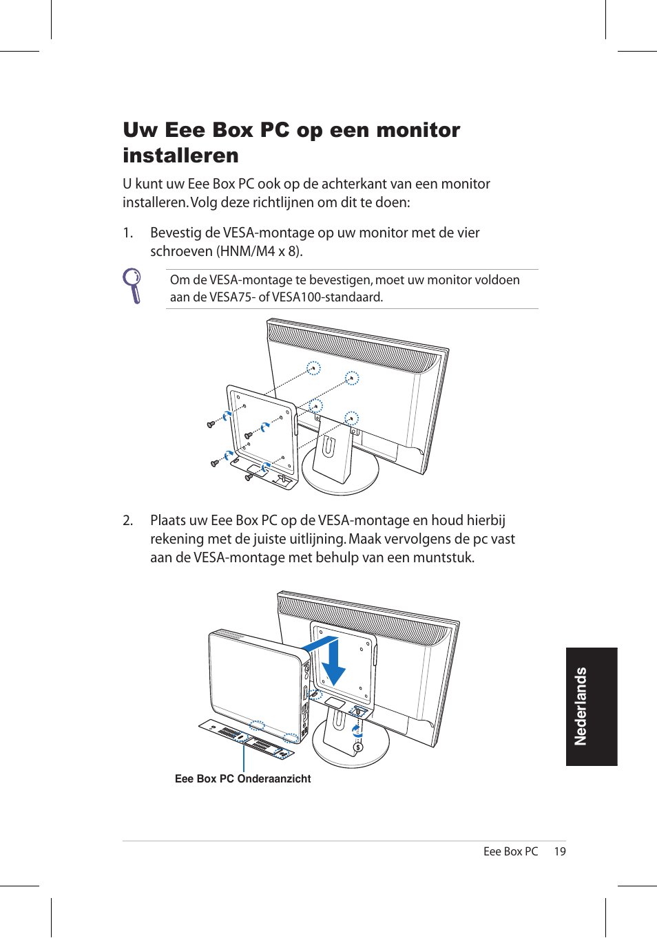 Uw eee box pc op een monitor installeren | Asus EB1006 User Manual | Page 157 / 172