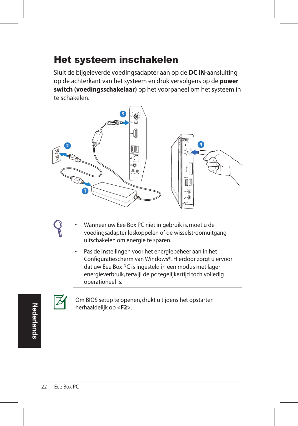 Het systeem inschakelen | Asus EB1006 User Manual | Page 160 / 172