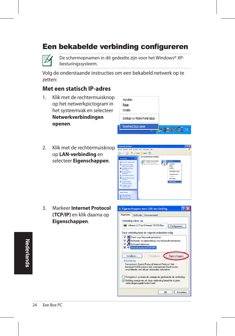Een bekabelde verbinding configureren, Met.een.statisch.ip-adres | Asus EB1006 User Manual | Page 162 / 172