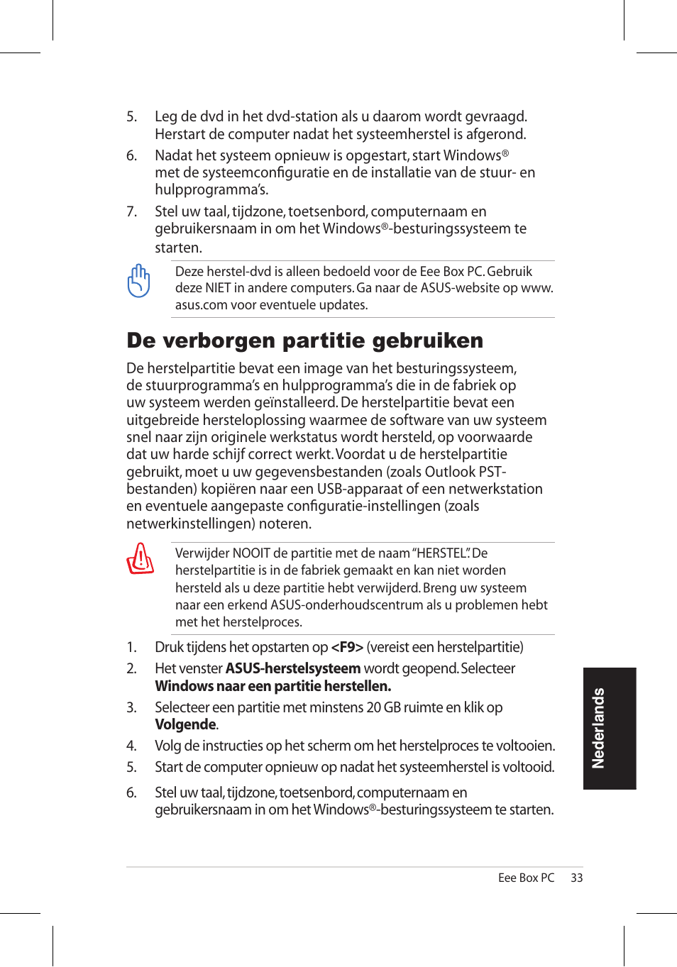 De verborgen partitie gebruiken | Asus EB1006 User Manual | Page 171 / 172