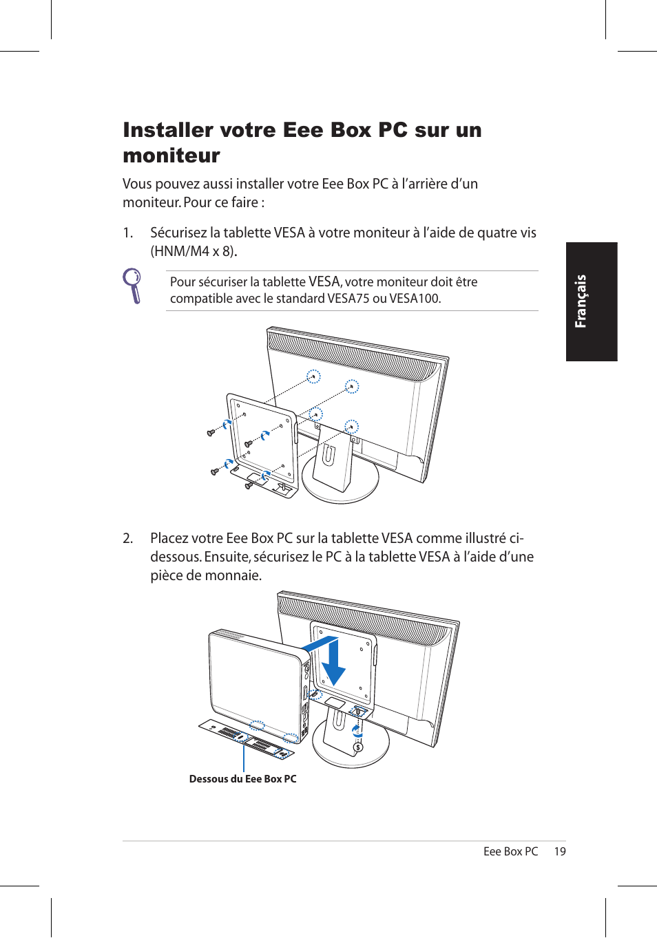 Installer votre eee box pc sur un moniteur | Asus EB1006 User Manual | Page 53 / 172