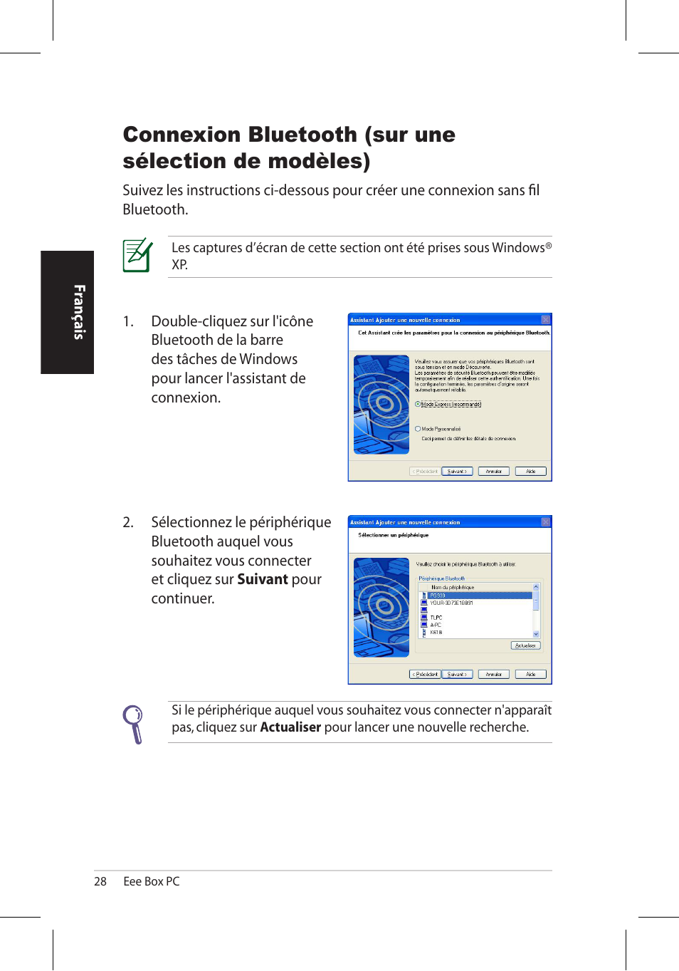 Connexion bluetooth (sur une sélection de modèles) | Asus EB1006 User Manual | Page 62 / 172