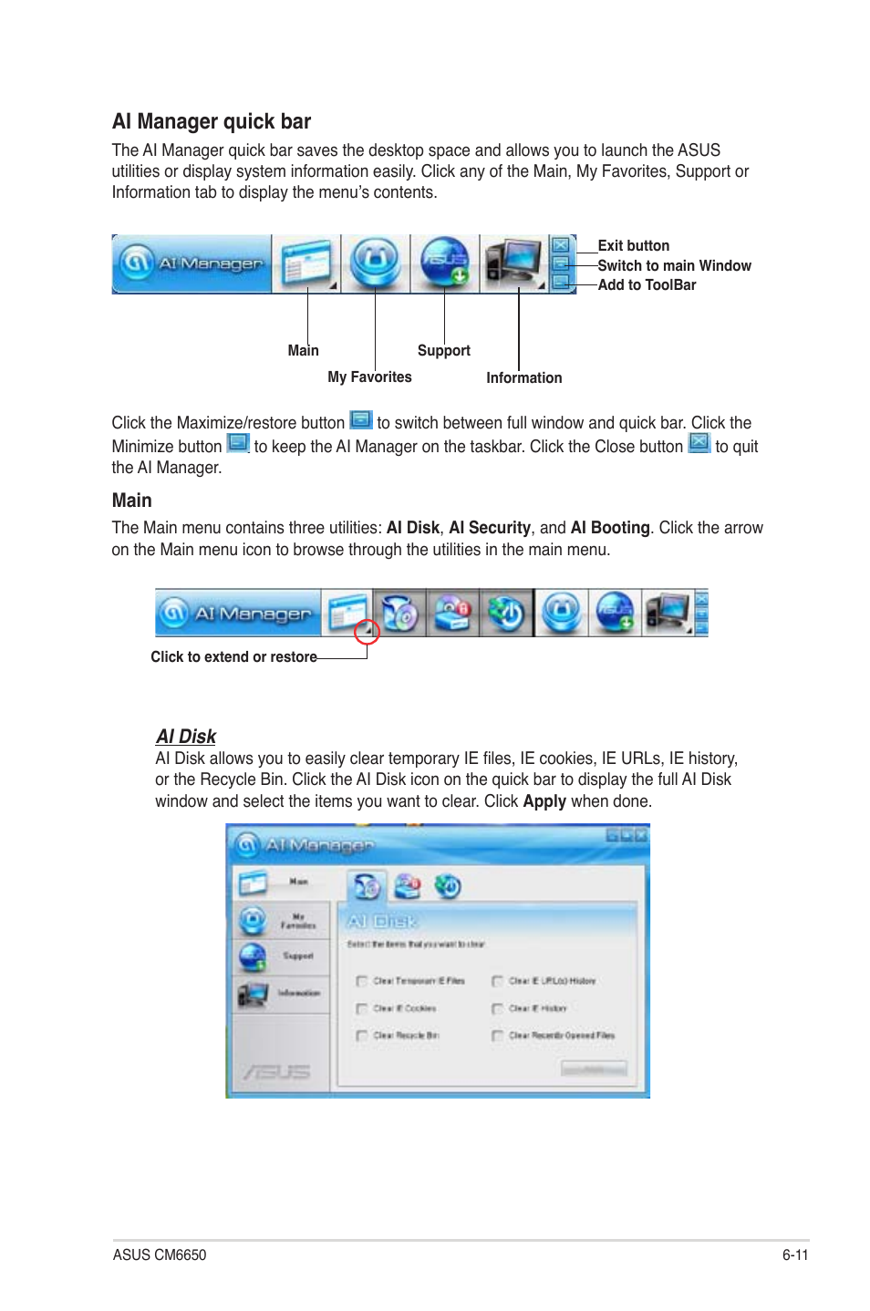 Ai manager quick bar | Asus CM6650 User Manual | Page 62 / 78