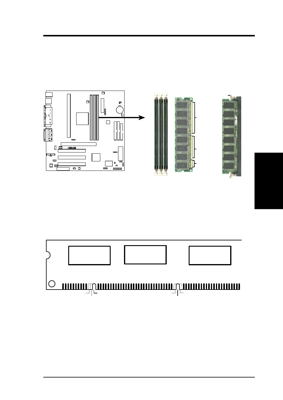 Hardware setup, Asus k7v-rm user’s manual 23, K7v-rm 168-pin dimm sockets | Asus K7V-RM User Manual | Page 23 / 80
