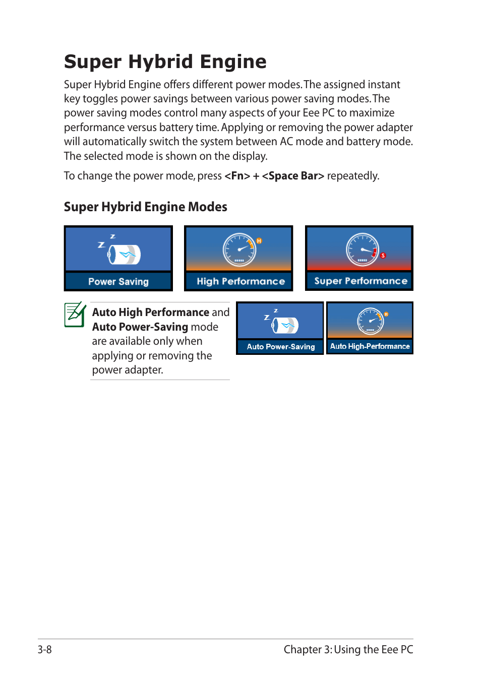 Super hybrid engine, Super hybrid engine -8 | Asus Eee PC X101 User Manual | Page 30 / 46