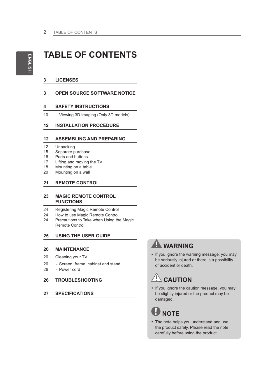 LG 37LM620S User Manual | Page 10 / 517