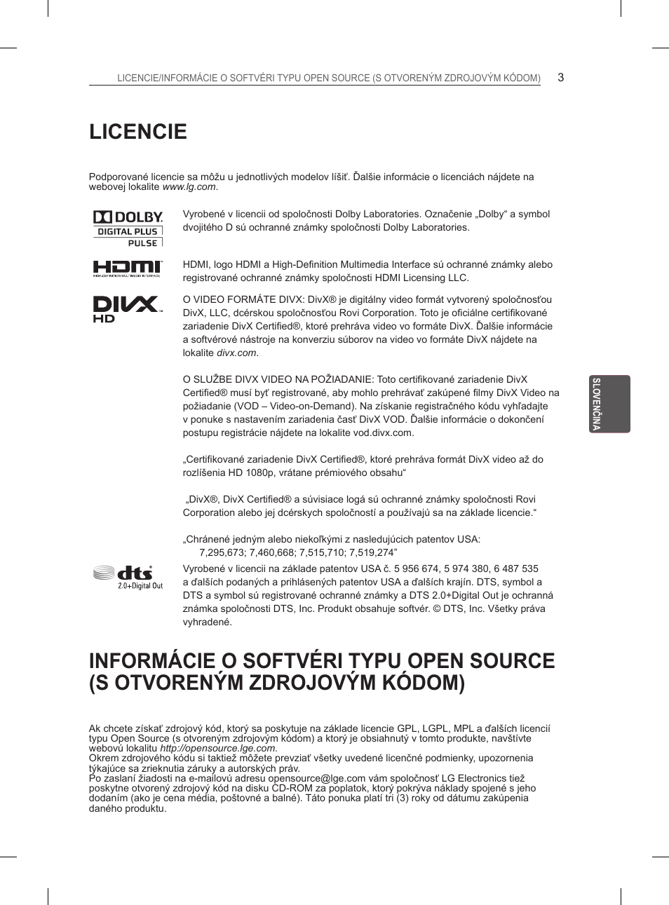 Licencie | LG 37LM620S User Manual | Page 123 / 517