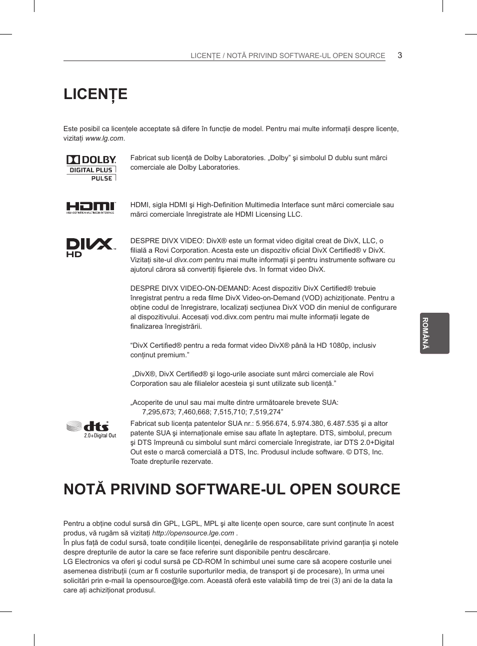 Licenţe, Notă privind software-ul open source | LG 37LM620S User Manual | Page 151 / 517