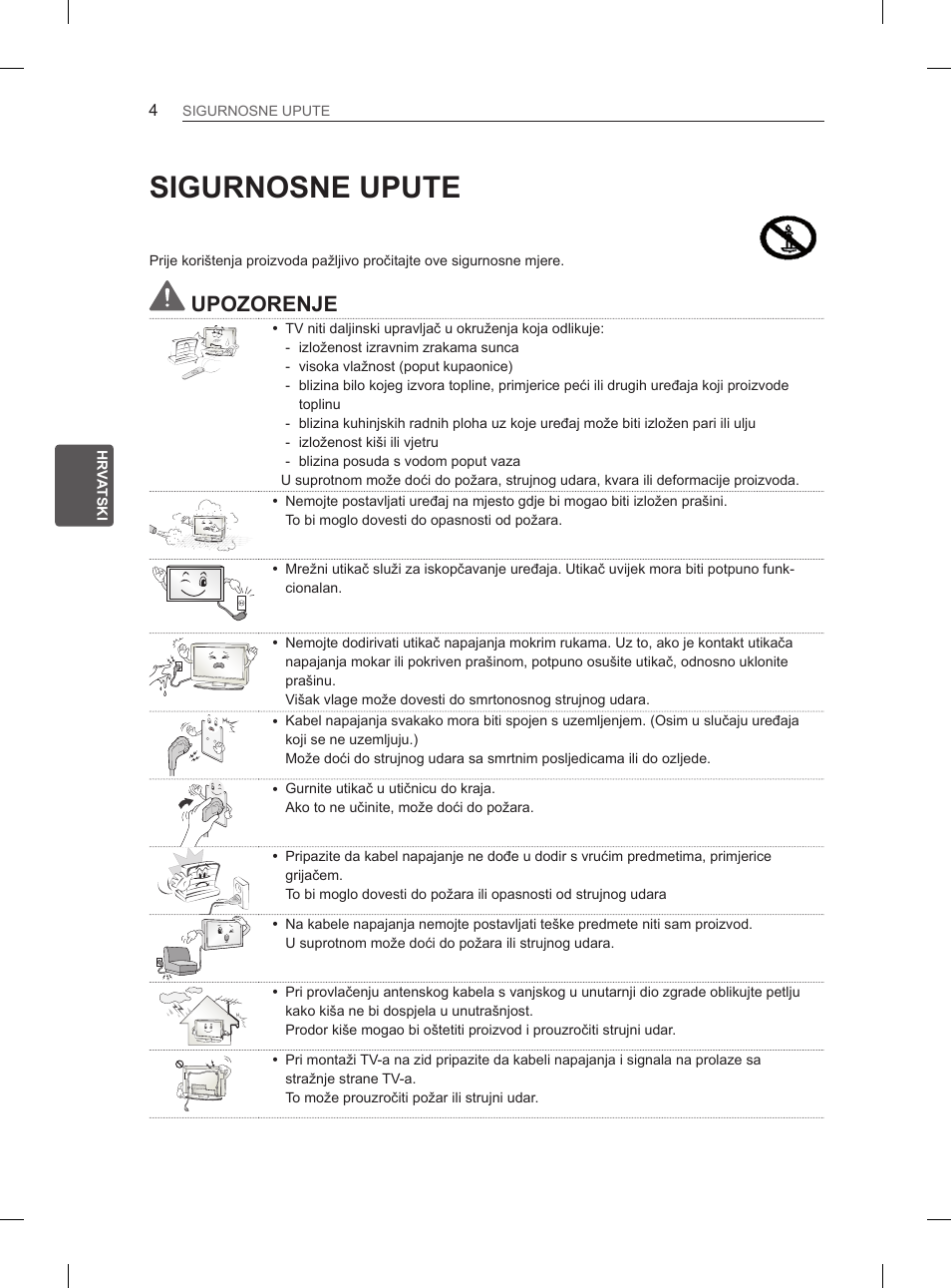 Sigurnosne upute, Upozorenje | LG 37LM620S User Manual | Page 348 / 517