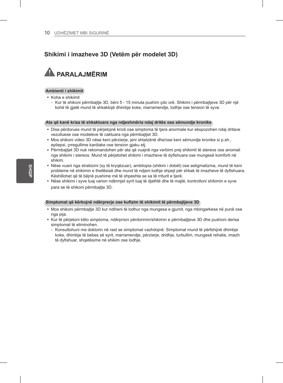 Paralajmërim, Shikimi i imazheve 3d (vetëm për modelet 3d) | LG 37LM620S User Manual | Page 382 / 517