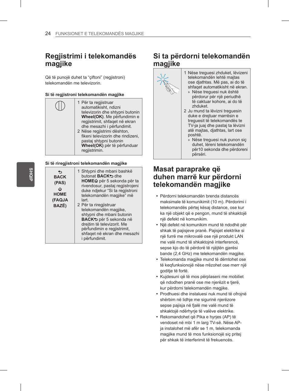 Regjistrimi i telekomandës magjike, Si ta përdorni telekomandën magjike | LG 37LM620S User Manual | Page 396 / 517