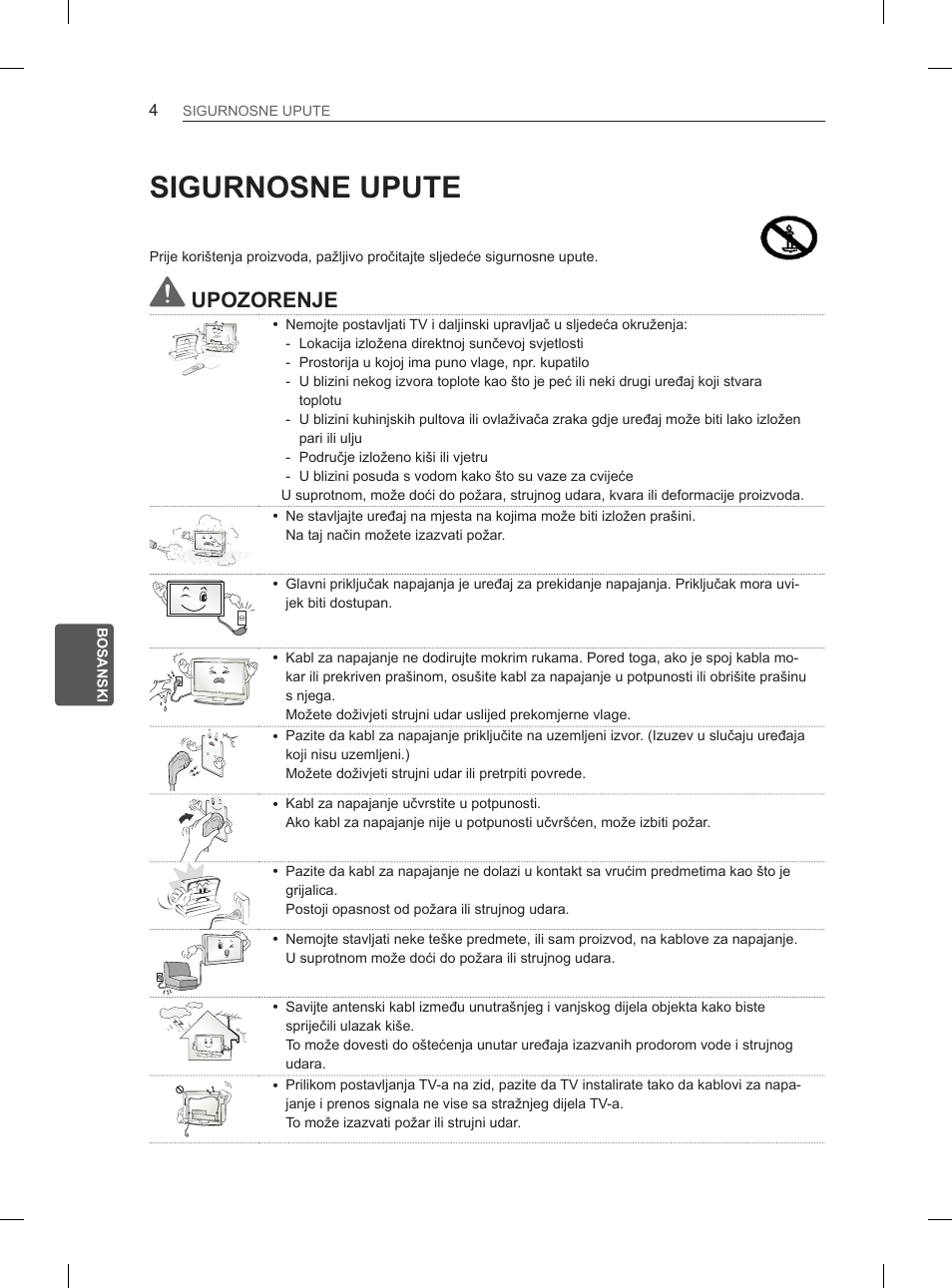 Sigurnosne upute, Upozorenje | LG 37LM620S User Manual | Page 404 / 517