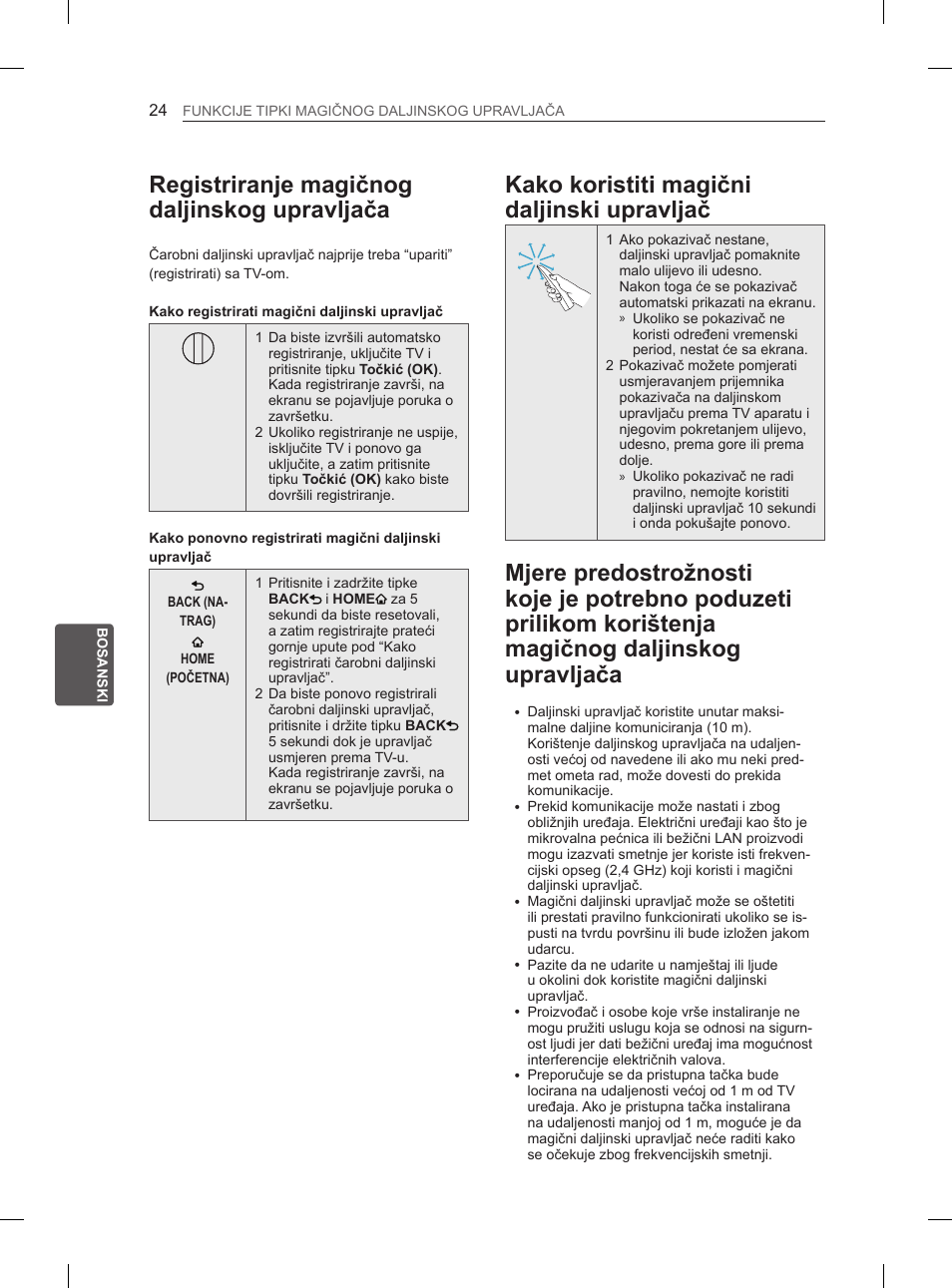 Registriranje magičnog daljinskog upravljača, Kako koristiti magični daljinski upravljač | LG 37LM620S User Manual | Page 424 / 517