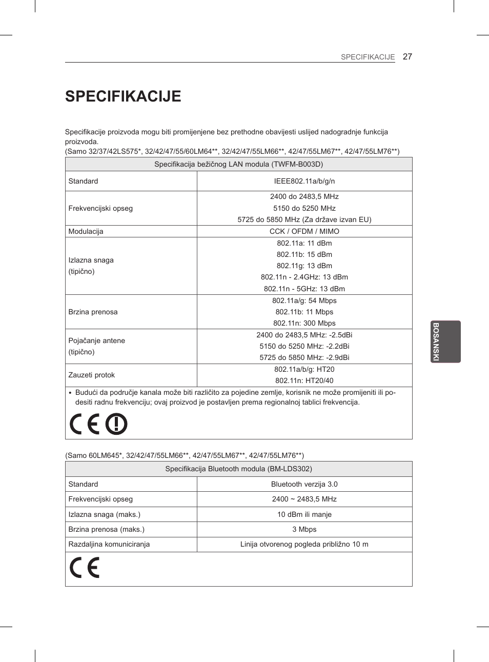 Specifikacije | LG 37LM620S User Manual | Page 427 / 517