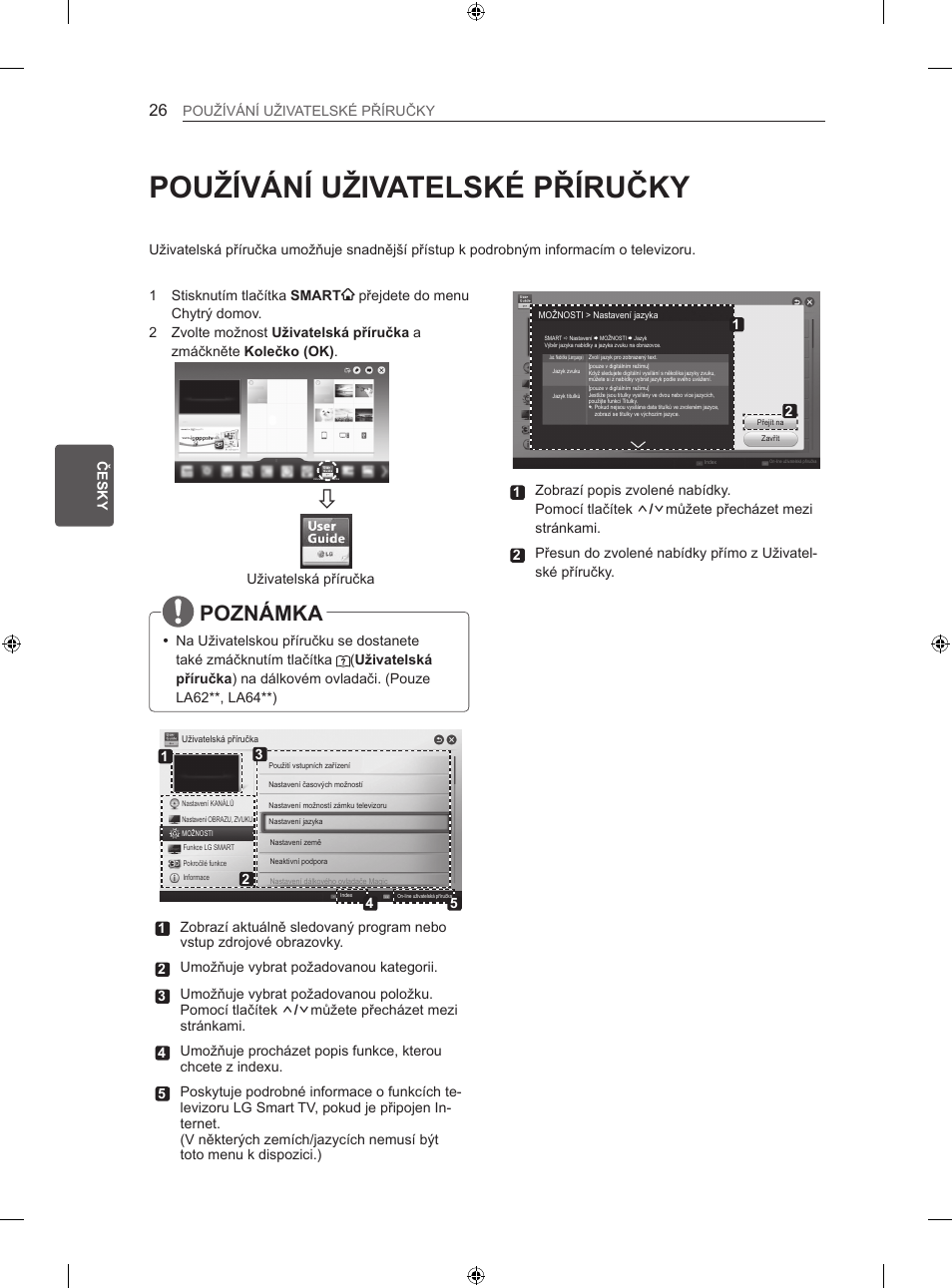 Používání uživatelské příručky, Poznámka | LG 42LA740S User Manual | Page 122 / 552