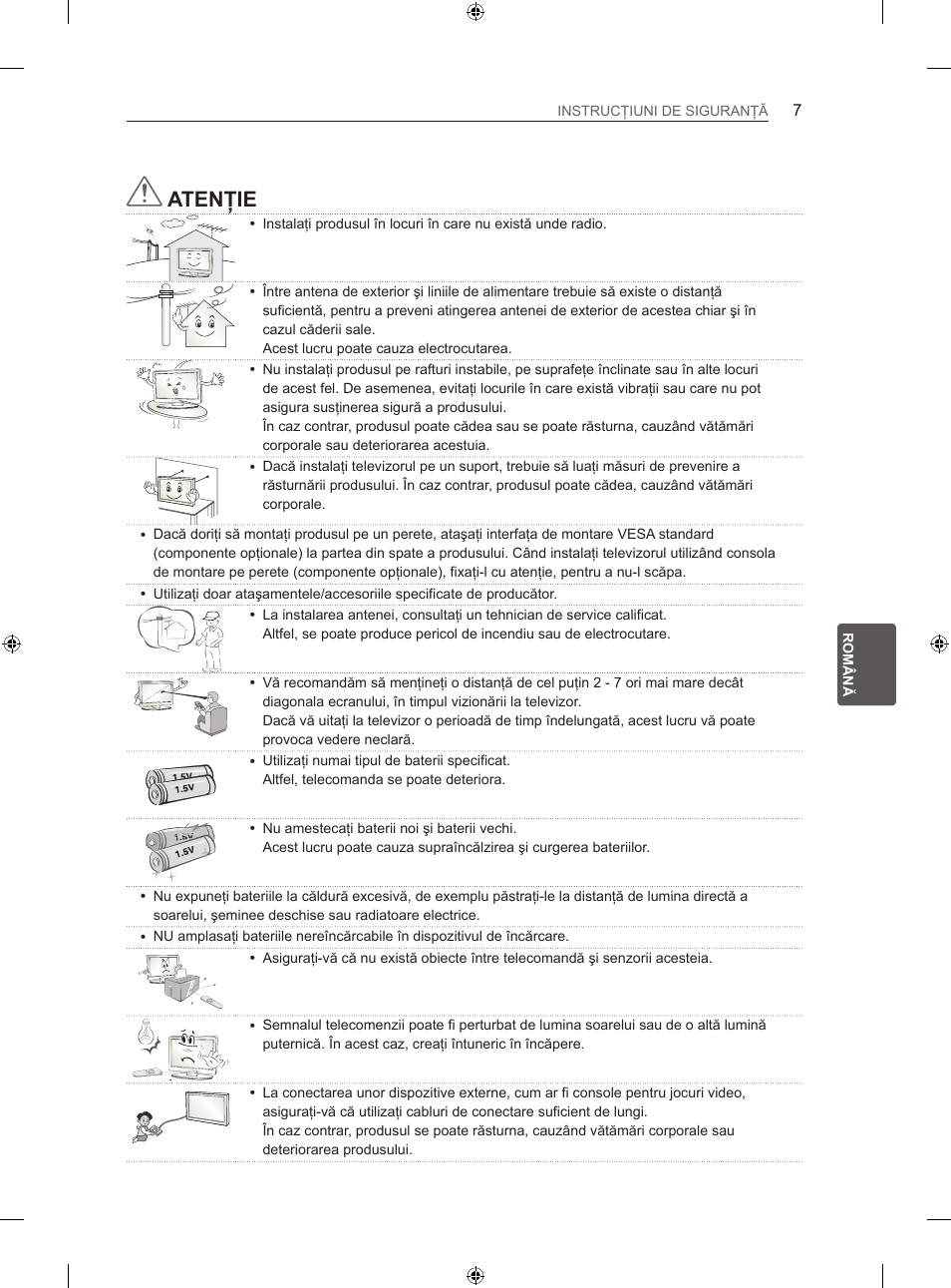 Atenţie | LG 42LA740S User Manual | Page 163 / 552