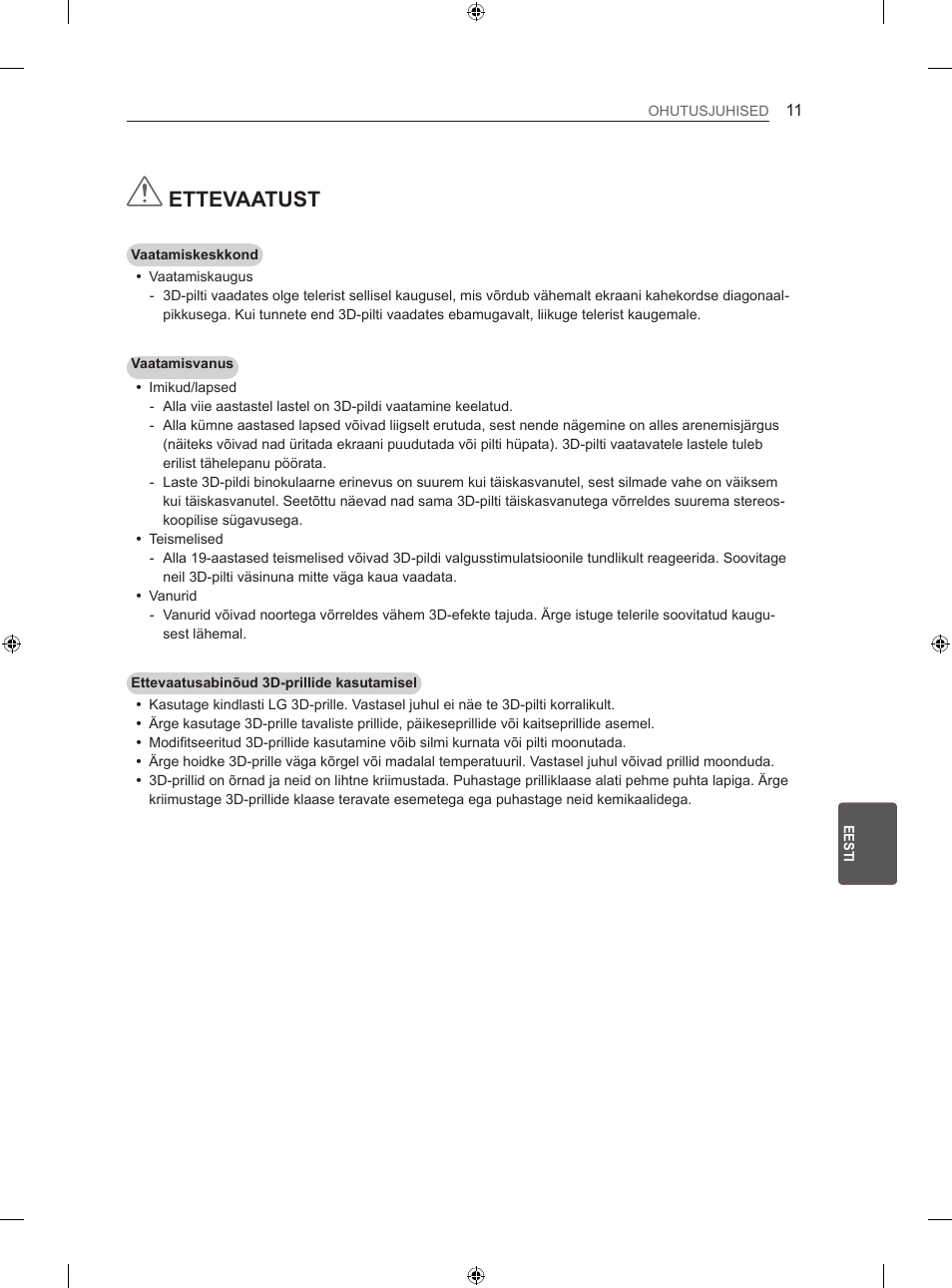 Ettevaatust | LG 42LA740S User Manual | Page 227 / 552