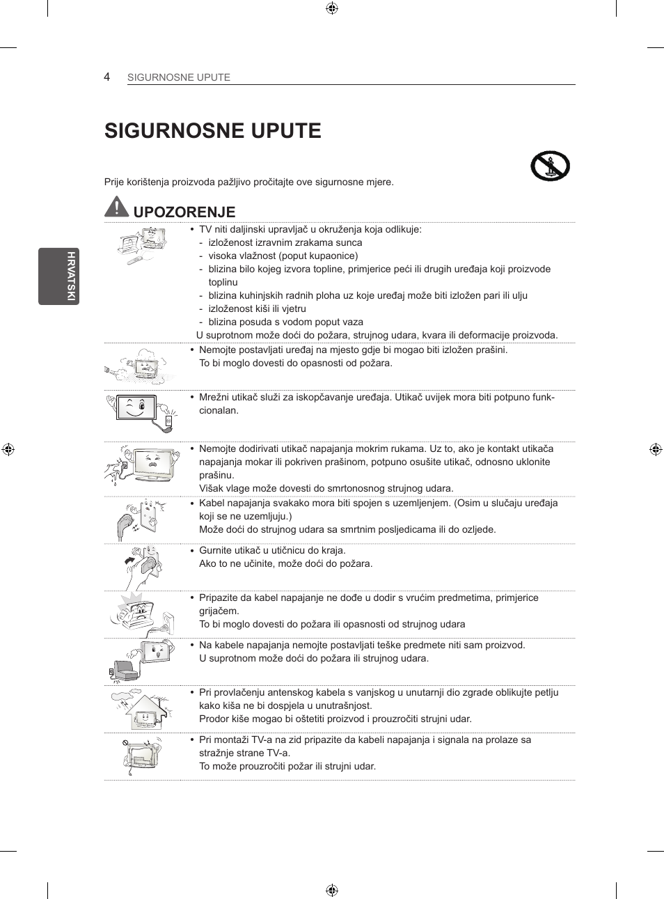 Sigurnosne upute, Upozorenje | LG 42LA740S User Manual | Page 340 / 552