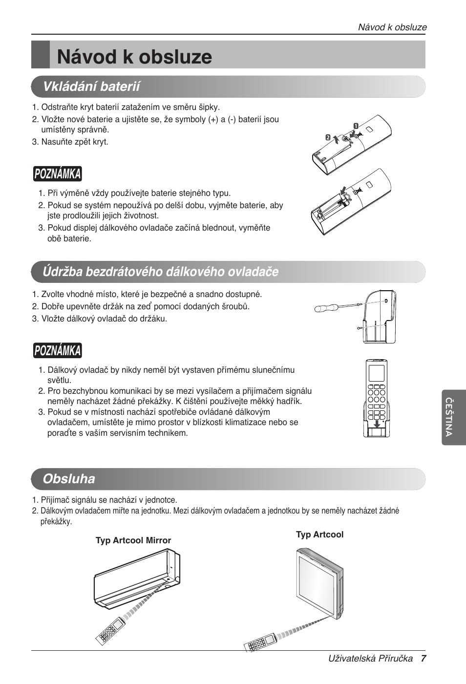 Návod k obsluze, Poznámka, Obsluha | LG MC12AHV User Manual | Page 133 / 211