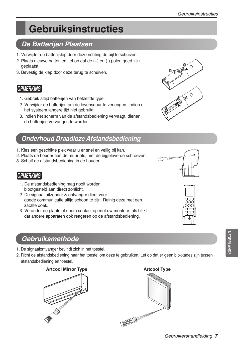 Gebruiksinstructies, Opmerking, Gebruiksmethode | LG MC12AHV User Manual | Page 153 / 211