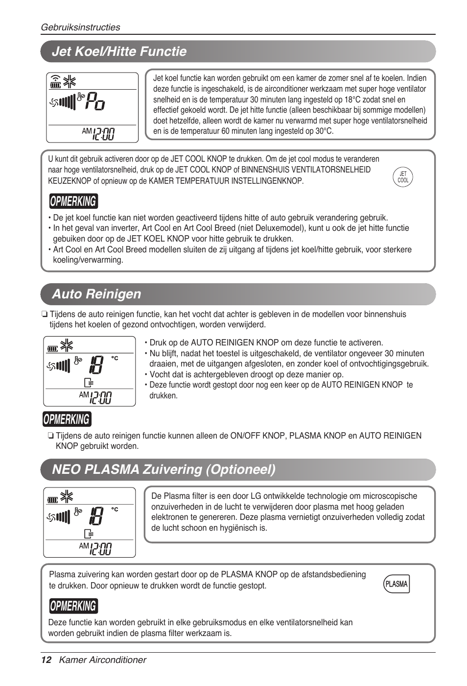 Opmerking, Auto reinigen | LG MC12AHV User Manual | Page 158 / 211