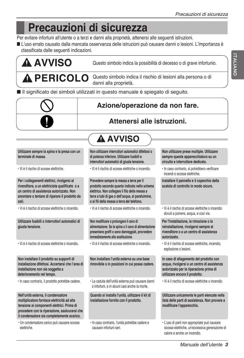 Precauzioni di sicurezza | LG MC12AHV User Manual | Page 23 / 211