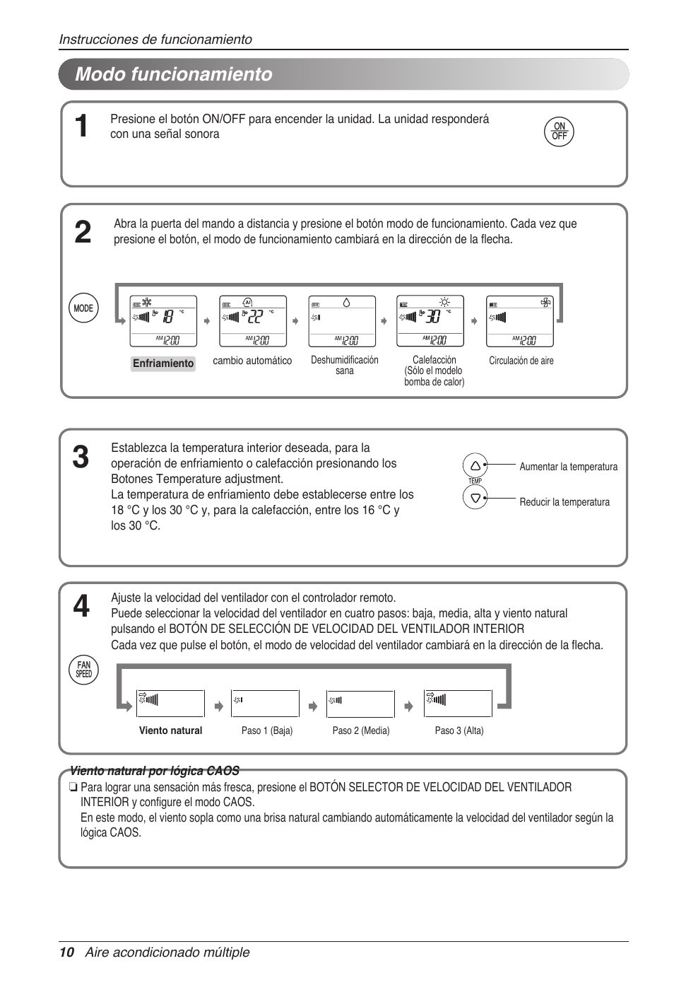 Df g, Modo funcionamiento | LG MC12AHV User Manual | Page 50 / 211
