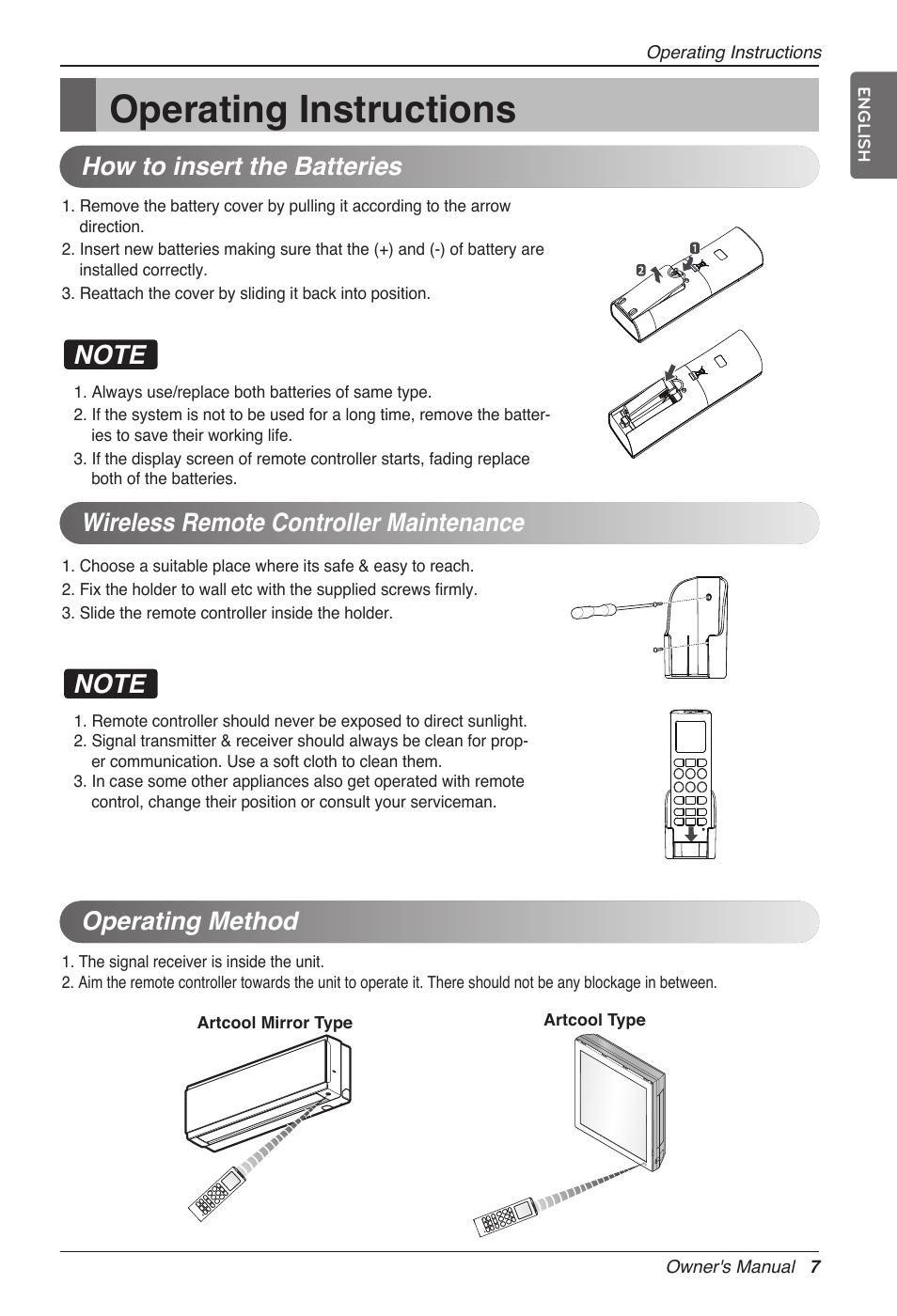 Operating instructions, Operating method | LG MC12AHV User Manual | Page 7 / 211