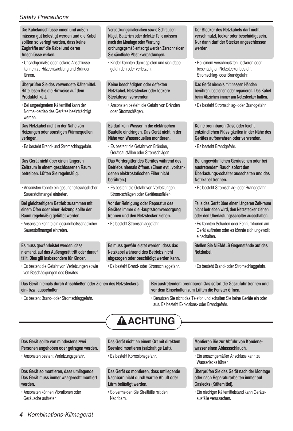 Achtung | LG MC12AHV User Manual | Page 90 / 211