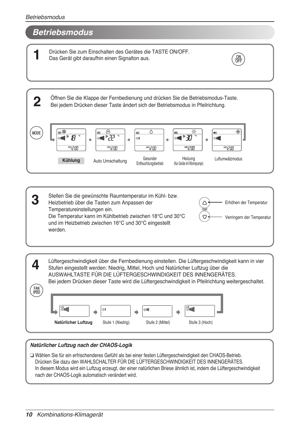 Df g, Betriebsmodus | LG MC12AHV User Manual | Page 96 / 211