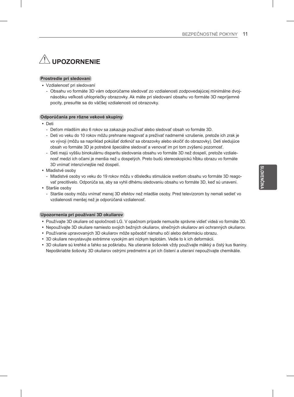 Upozornenie | LG 55EA980V User Manual | Page 187 / 544