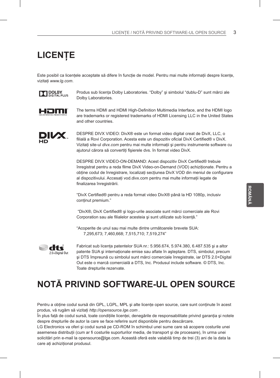 Licenţe, Notă privind software-ul open source | LG 55EA980V User Manual | Page 209 / 544