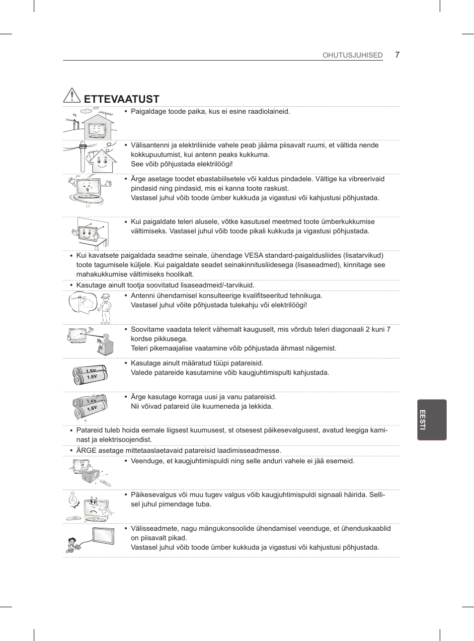 Ettevaatust | LG 55EA980V User Manual | Page 273 / 544