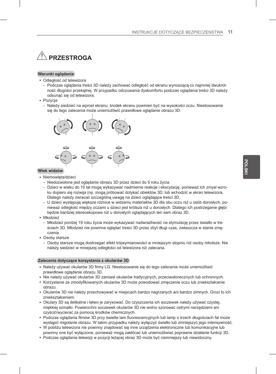 Przestroga | LG 60PM670S User Manual | Page 122 / 243