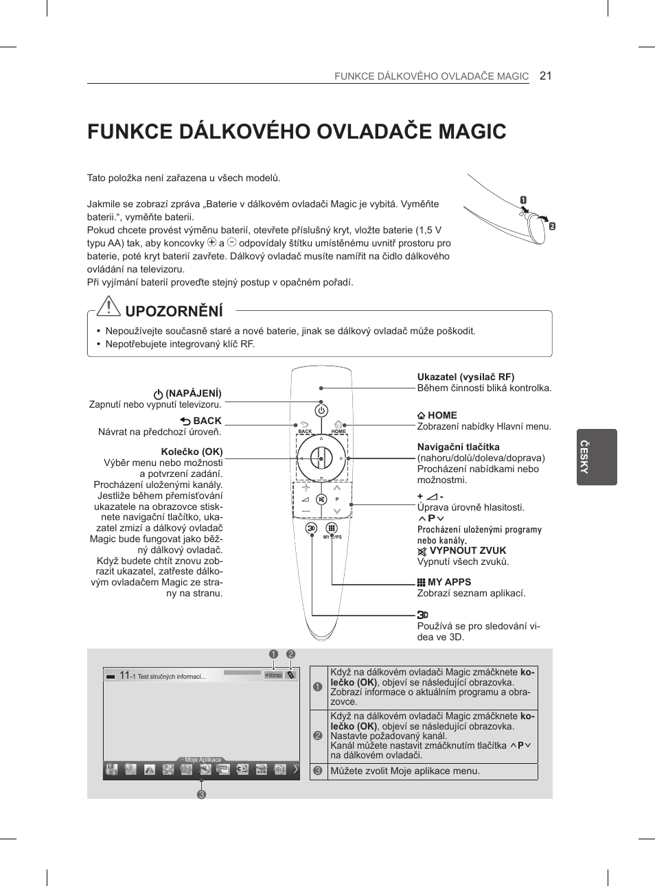 Funkce dálkového ovladače magic, Upozornění | LG 60PM670S User Manual | Page 158 / 243