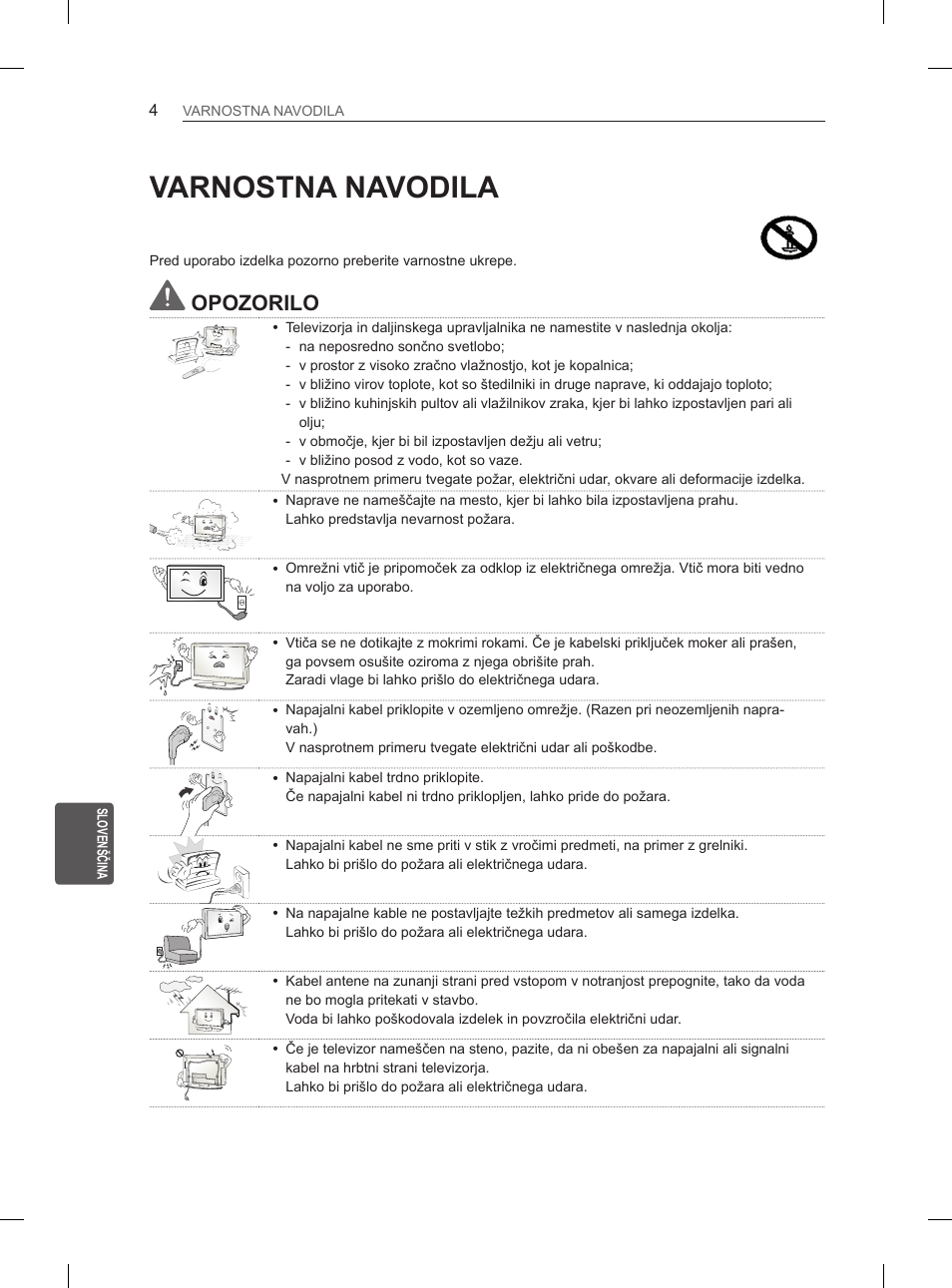 Varnostna navodila, Opozorilo | LG 60PM670S User Manual | Page 193 / 243