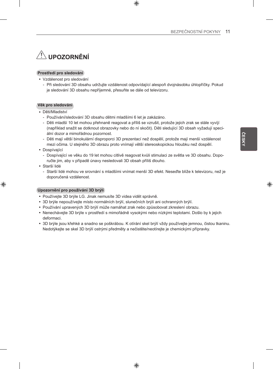 Upozornění | LG 47LN613S User Manual | Page 161 / 552