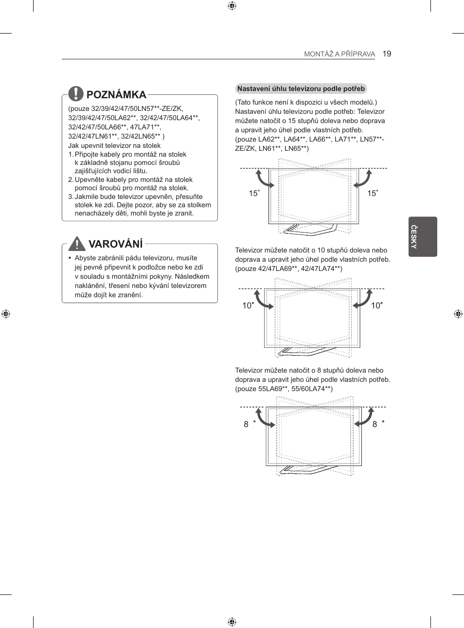 Poznámka, Varování | LG 47LN613S User Manual | Page 169 / 552