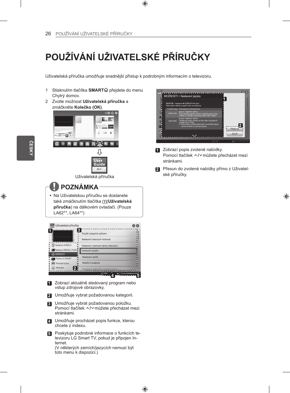 Používání uživatelské příručky, Poznámka | LG 47LN613S User Manual | Page 176 / 552